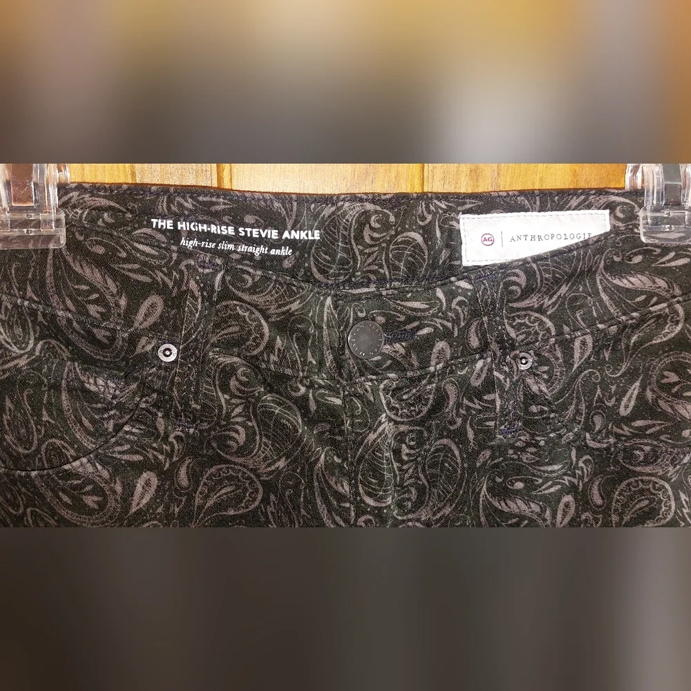 Anthropologie AG The Stevie Velvet High Rise Skinny Jeans Paisley Print - Picture 8 of 12